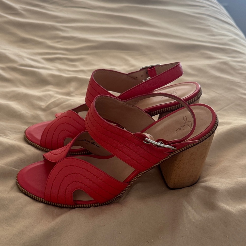 Joie Red Slingback Block Heel Sandals